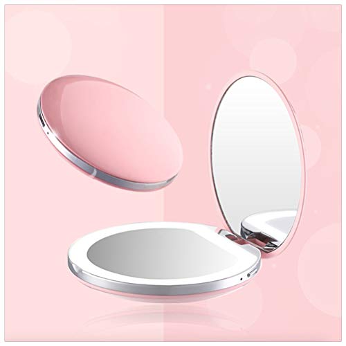 IXMLDAXD Kosmetikspiegel, USB-aufladbarer tragbarer LED-Schminkspiegel, Handgehalten, klein, faltbar, 3-Fach HD-Lupe, Mikro-Kosmetikspiegel von IXMLDAXD