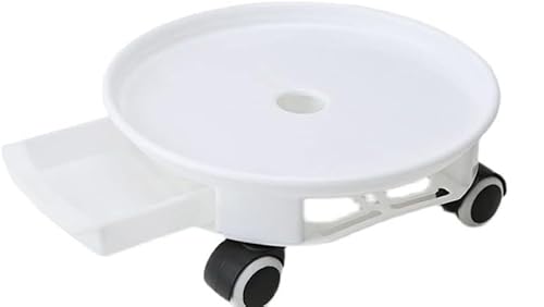 IXMLDAXD Pflanzen-Platten, Pflanzen-Caddy mit Rädern, robust, 1 Packung rollender Pflanzer mit Rollen, rollender Pflanzenständer for den Außenbereich mit Tropfschale(White,10.6inch) von IXMLDAXD