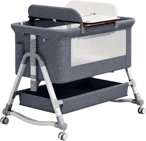 IXMLDAXD Stubenwagen, (Wickelstation + Moskitonetz im Lieferumfang enthalten), verstellbares Nachtbett mit Stauraum, lässt Sich in Wiege und Cosleeper verwandeln, tragbar, einfach zusammenklappbar von IXMLDAXD