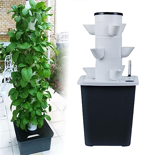 IXMLDAXD Wasserpflanzen, Hydroponics Tower Garden Hydroponisches Anbausystem – Züchten Sie Kräuter, Obst und Gemüse mit Timer, Pumpe Netztöpfen(15holes) von IXMLDAXD
