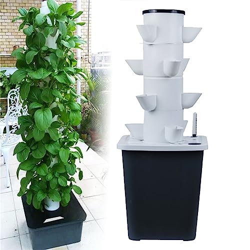 IXMLDAXD Wasserpflanzen, Hydroponics Tower Garden Hydroponisches Anbausystem – Züchten Sie Kräuter, Obst und Gemüse mit Timer, Pumpe Netztöpfen(20holes) von IXMLDAXD