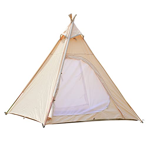IXMLDAXD Zelt, mit Sonnenschutz 3 4 Personen Familienzelt Outdoor Camping Baumwollzelt Jurtenzelt for Bergsteigen Wandern Camping(Beige,Oxford Cloth) von IXMLDAXD
