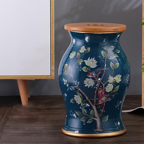 Keramikbänke, Handbemalter Trommelhocker aus Keramik mit Blumenmuster, Gartendekorationshocker, Haushaltshocker, tragbarer Tisch, Wohnzimmerdekoration, drinnen und draußen for viele Anlässe(C) von IXMLDAXD