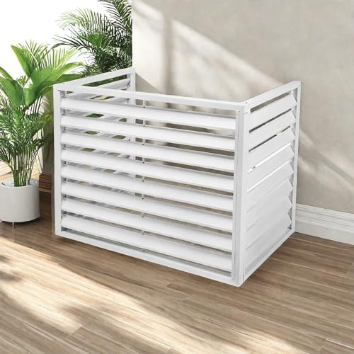 Kondensatorabdeckung, Aluminium Air Conditioning Rack Privacy Fence Outdoor Condenser Protective Cover Foliage Wee(White,110x60x80cm) von IXMLDAXD