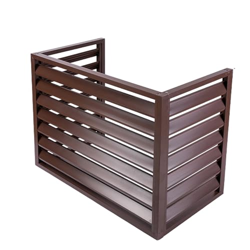 Kondensatorabdeckung, Brauner Sichtschutzzaun for Schutz bei jedem Wetter. Robuste Aluminium-Abdeckung for Klimaanlagen im Außenbereich. Anti-Diebstahl-Design. Braune Farbe(Coffee 3 Side,3p) von IXMLDAXD