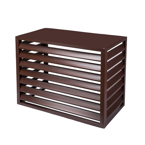 Kondensatorabdeckung, Brauner Sichtschutzzaun for Schutz bei jedem Wetter. Robuste Aluminium-Abdeckung for Klimaanlagen im Außenbereich. Anti-Diebstahl-Design. Braune Farbe(Coffee 4 Side,3p) von IXMLDAXD