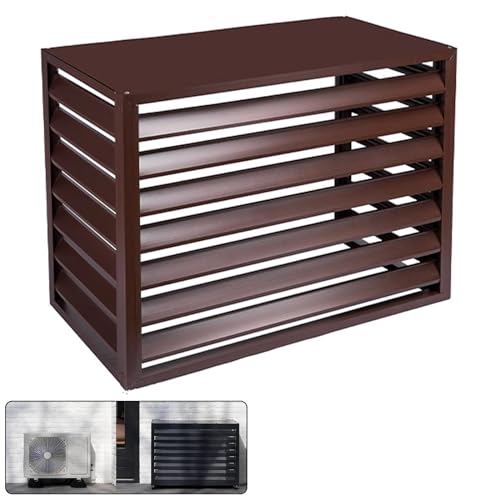 Kondensatorabdeckung, Split-Klimaanlagenabdeckung for den Außenbereich, Aluminium-Wärmepumpenabdeckung, AC-Kondensator-Schutzabdeckung for Außengeräte(Coffee 4 Side,3p) von IXMLDAXD