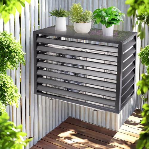 Kondensatorabdeckung, Zaunabdeckung for Außenklimaanlage, Aluminiummaterial, einfach zu montieren, schützt Außenkondensator, 3 Farben erhältlich, Grau, 100 x 50 x 70 cm(Grey With Top,100x50x70cm) von IXMLDAXD