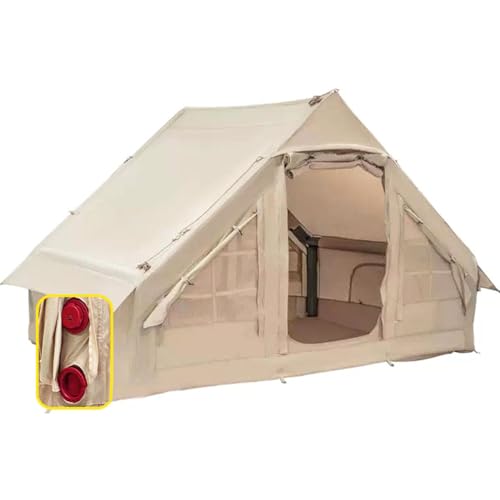 Zelt, Luftzelt for 4–6 Personen, aufblasbare Campingzelte, 4-Jahreszeiten-Oxford-Kabinenzelt mit Netz und Kaminfenster, einfach aufzubauende Outdoor-Jurtenzelte for Erwachsene(Automatic Inflation) von IXMLDAXD