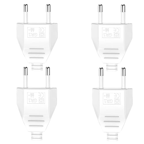 4 Stück Eurostecker Flach 250V 2.5A, Schuko Flachstecker Euro Stecker Schukostecker Haushaltsstecker Dekostecker Netzstecker zum Einbau oder Austausch von IXOKEV