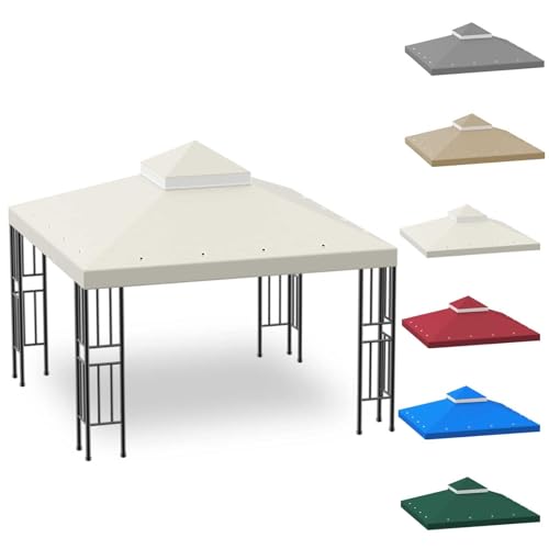 IXPIUZB 3 x 3 m weiche Oberseite, doppelstöckige Überdachung, Outdoor-Pavillon, Ersatzdach, doppelstöckig, Überdachung mit Belüftungsschlitzen, wasserabweisendes Polyester-Überdachung für Hof von IXPIUZB