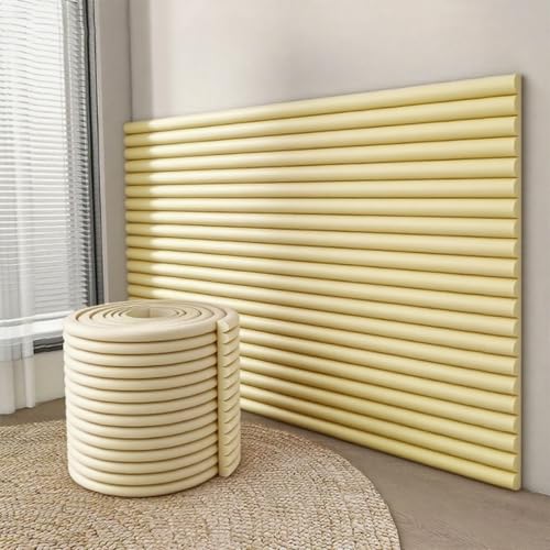 IXPIUZB 3D-Wandpolsterpaneele, selbstklebend, abziehen und aufkleben, dekorativer Schutz für Schlafzimmer, Büro, Heimkino, Kopfteil (Beige, 40 x 200 cm) von IXPIUZB