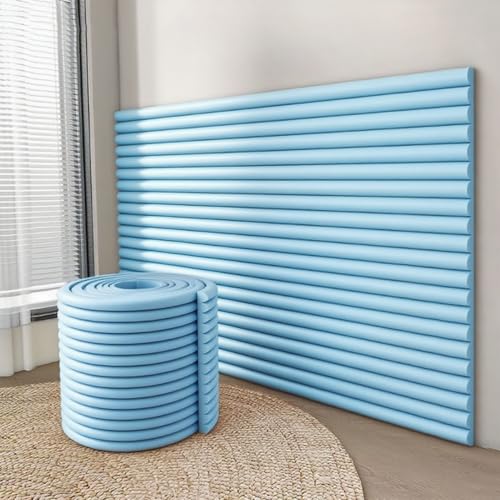 IXPIUZB 3D-Wandpolsterpaneele, selbstklebend, abziehen und aufkleben, dekorativer Schutz für Schlafzimmer, Büro, Heimkino, Kopfteil (Blau, 20 x 200 cm) von IXPIUZB