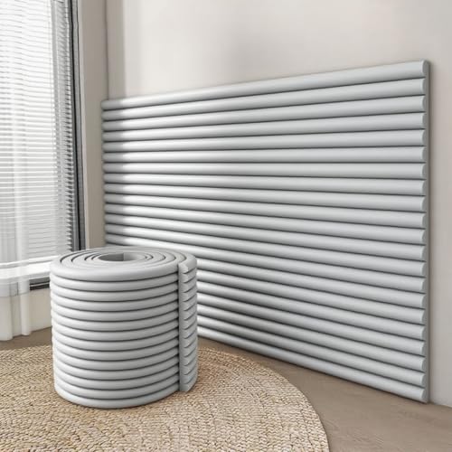 IXPIUZB 3D-Wandpolsterpaneele, selbstklebend, abziehen und aufkleben, dekorativer Schutz für Schlafzimmer, Büro, Heimkino, Kopfteil (Grau, 40 x 200 cm) von IXPIUZB
