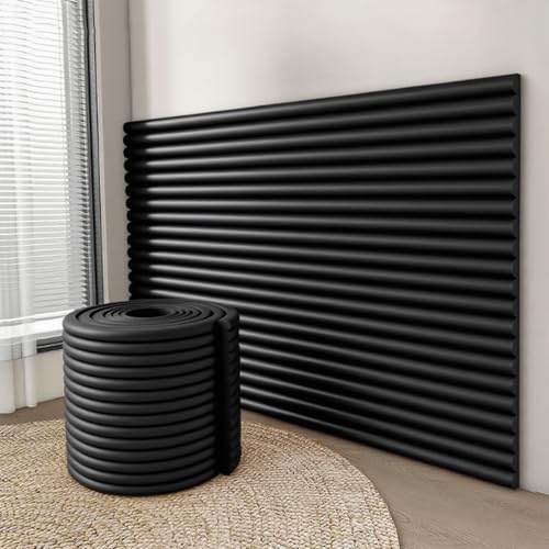 IXPIUZB 3D-Wandpolsterpaneele, selbstklebend, abziehen und aufkleben, dekorativer Schutz für Schlafzimmer, Büro, Heimkino, Kopfteil (Schwarz, 40 x 200 cm) von IXPIUZB