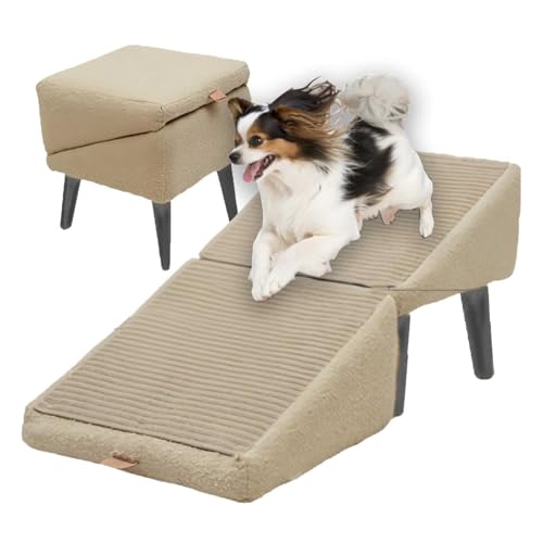 IXPIUZB Split Ottomane Hunderampe, zusammenklappbare Hundetreppe, 2-in-1, geteilte Hunderampe, 35,1 cm H, Hundesessel für Bett, Couch, Haustiertreppe, große und kleine Hunde, Outdoor-Hunderampe von IXPIUZB