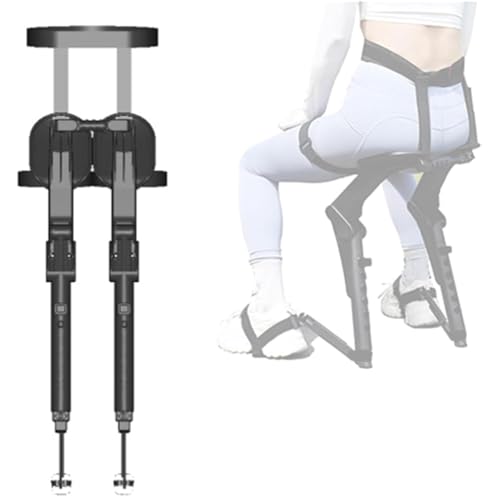 IXPIUZB Tragbarer Stuhl Exoskelett, Tragbarer Stuhl Mit Unsichtbaren Sitzen 5 Gänge Verstellbar Beinergonomie Outdoor-Angeln, Leichter, Bequemer Hocker, Tragkraft Bis Zu 150 Kg (Black) von IXPIUZB