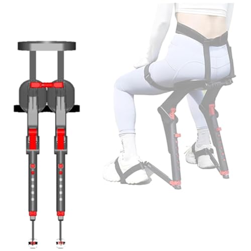 IXPIUZB Tragbarer Stuhl Exoskelett, Tragbarer Stuhl Mit Unsichtbaren Sitzen 5 Gänge Verstellbar Beinergonomie Outdoor-Angeln, Leichter, Bequemer Hocker, Tragkraft Bis Zu 150 Kg (Red) von IXPIUZB