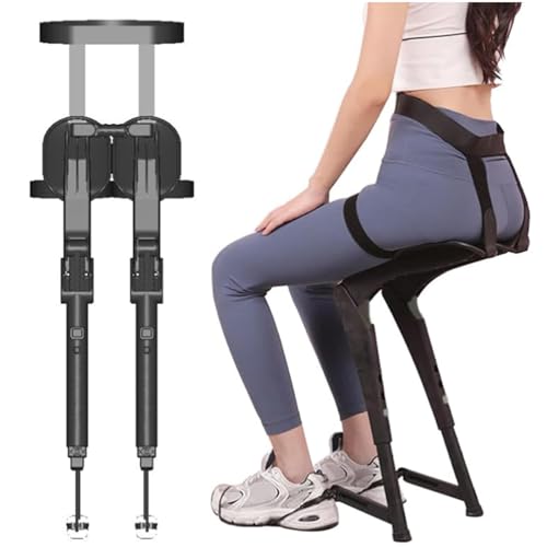 IXPIUZB Tragbarer unsichtbarer Stuhl, Stuhlloser Stuhl Exoskelett-Sitz Beinergonomie Leichter Sitz Outdoor-Angeln Leichter Bequemer Hocker Tragkraft Bis Zu 150 Kg Für Verschiedene Höhen (Black) von IXPIUZB