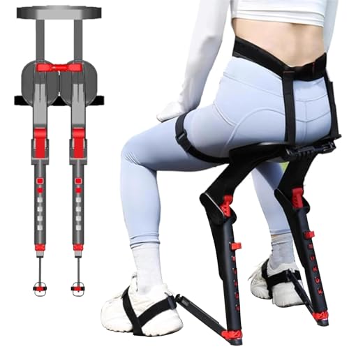 IXPIUZB Tragbarer unsichtbarer Stuhl, Stuhlloser Stuhl Exoskelett-Sitz Beinergonomie Leichter Sitz Outdoor-Angeln Leichter Bequemer Hocker Tragkraft Bis Zu 150 Kg Für Verschiedene Höhen (Red) von IXPIUZB