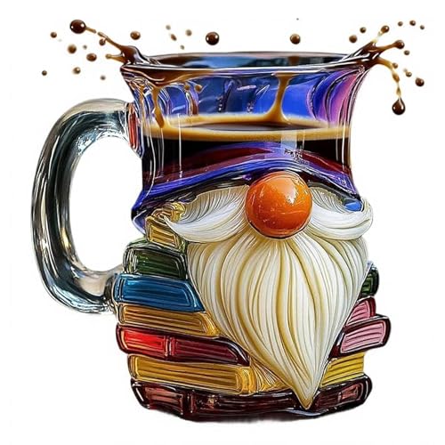 Kaffeebecher mit Buchmotiv, Buntglas, 3D-Gemaltes Glas, Buchtasse für heiße oder kalte Gebrühe, bunte Glasbücher, stapelförmige Kaffeetasse, Geschenke für Buchliebhaber, Leser, Bibliothekare von IXPIUZB