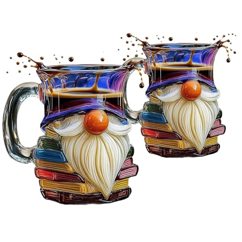 Kaffeebecher mit Buchmotiv, Buntglas, 3D-Gemaltes Glas, Buchtasse für heiße oder kalte Gebrühe, bunte Glasbücher, stapelförmige Kaffeetasse, Geschenke für Buchliebhaber, Leser, Bibliothekare von IXPIUZB