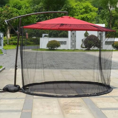 Terrassenschirm, Tischnetz, Moskitonetz, Baldachin, Outdoor-Regenschirm, Polyester-Netz, mit Reißverschlusstür, befüllbarer Wasserschlauch für Garten, Hinterhof von IXPIUZB