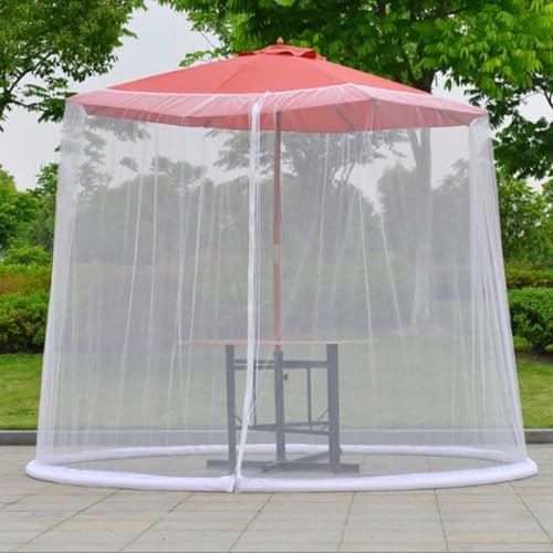 Terrassenschirm, Tischnetz, Moskitonetz, Baldachin, Outdoor-Regenschirm, Polyester-Netz, mit Reißverschlusstür, befüllbarer Wasserschlauch für Garten, Hinterhof von IXPIUZB