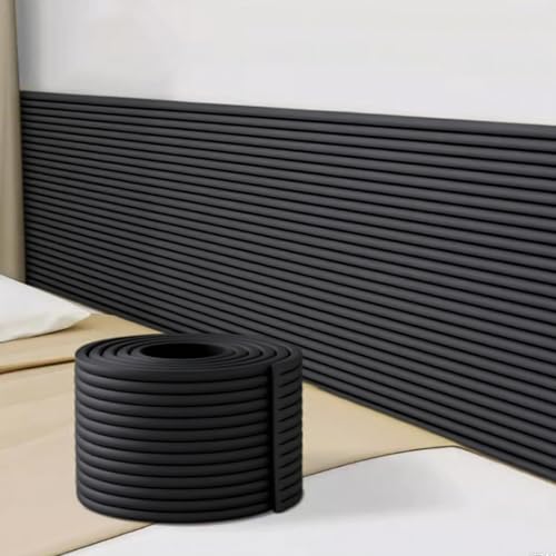Wandpolster Selbstklebend Kinderzimmer, Wandschutz Kinderzimmer Bett Wandpaneele Gepolstert Für Kinder Autismus Schalldämmung Wärme Bettkopfteil Kantenschutz Aus Schaumstoff (Black, 40cmx200cm) von IXPIUZB