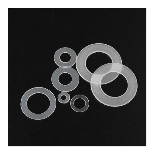 50/100 Stück 0,3/0,5/0,8 mm schwarz/weiß Kunststoff Nylon Ultradünne Unterlegscheibe Flachring Dichtung Unterlegscheibe Dichtung M2 M2,5 M3 M4 M5 M6 M8 M10(White,M2X5X0.3_50PCS) von IXRRXMLD