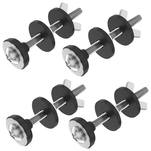 4 Stück Schrauben für Toilettensitz, WC Sitz Befestigung von Oben für Toilettendeckel Befestigung Edelstahl, Scharnier für Toilettendeckel, Toiletten Sitz Schrauben Zubehör Set (Schwarz) von IXTIX