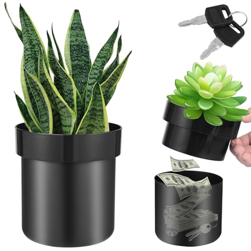 IXTIX Versteckter Safe Blumenkasten Schwarz, 2 Stöckiger Kleiner Tresor, Versteckter Blumenkasten mit 2 Schlüsseln, Tresor Versteck, Versteckt Schlüssel Uhr Schmuck von IXTIX