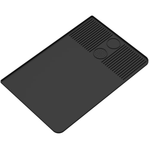Unterlage Kaffeemaschine 40,5*60,9CM, Maschinenwaschbare Silikonmatte Kaffeematte mit 2 Untersetzern, Anti-Rutsch und Lärmreduzierung Kaffeebar Zubehör für Haustiere Kaffeematten usw (Schwarz) von IXTIX