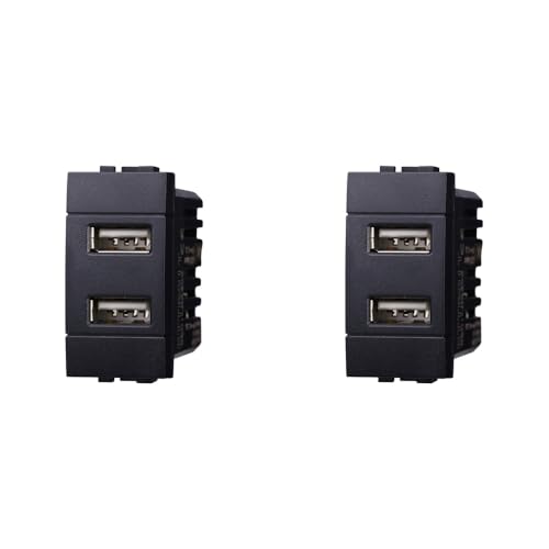 IXTRIMA Dual USB Ladegerät Modul 5V 2.1A - 2 USB-A Ports Farbe schwarz kompatibel mit Bticino Living Light/International 2 Stück von IXTRIMA