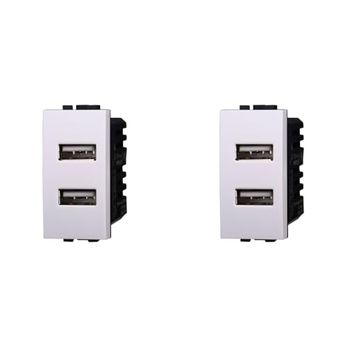 IXTRIMA Duales USB-Ladegerät-Modul 5 V 2,1 A - 2 USB-A-Ports Farbe weiß kompatibel mit Bticino Living Light/International 2 Stück von IXTRIMA