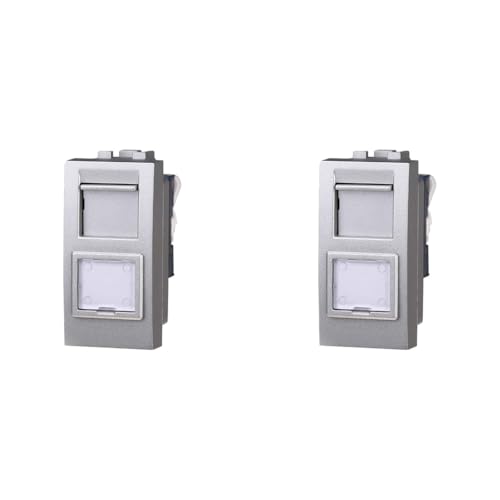 IXTRIMA Netzwerkstecker Datendose RJ45 CAT5E Farbe Grau kompatibel mit Bticino Living Light/INTERNATIONAL 2 Stück von IXTRIMA