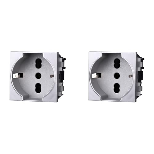 IXTRIMA Schuko-Steckdose 2P+T 16A Farbe Grau kompatibel mit Bticino Living International/Light 2 Stück von IXTRIMA