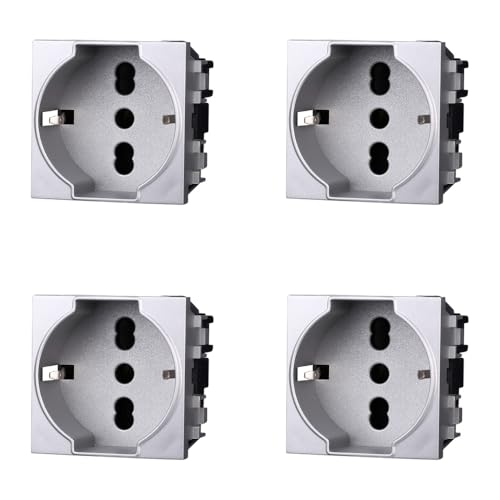IXTRIMA Schuko-Steckdose 2P+T 16A Farbe Grau kompatibel mit Bticino Living International/Light 4 Stück von IXTRIMA