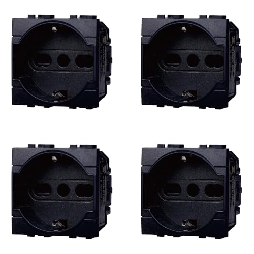 IXTRIMA Schuko Steckdose 2P+T 16A Farbe Schwarz kompatibel mit Bticino Living International/Light 4 Stück von IXTRIMA