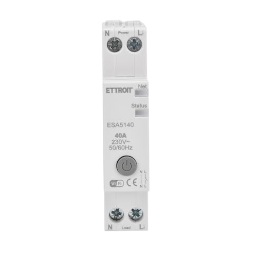 IXTRIMA Tuya Universal WiFi Smart Switch, Messung des Stromverbrauchs und Überlastschutz, 40 A, 230 VAC, einphasig, Fernbedienung, programmierbar, Alexa, Google, 1 x einphasiges DIN-Modul von IXTRIMA