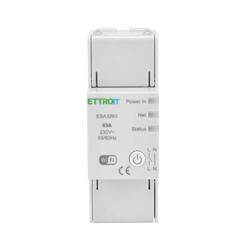 IXTRIMA Tuya Universal WiFi Smart Switch, Messung des Stromverbrauchs und Überlastschutz, 63A, 230VAC, einphasig, Fernsteuerung, programmierbar, Alexa, Google, 2 x einphasige DIN-Module von IXTRIMA