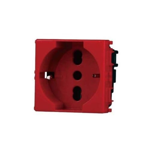 Schuko-Steckdose kompatibel mit Vimar Plana 2P+T 10/16A 250V Farbe Rot 2116 von IXTRIMA