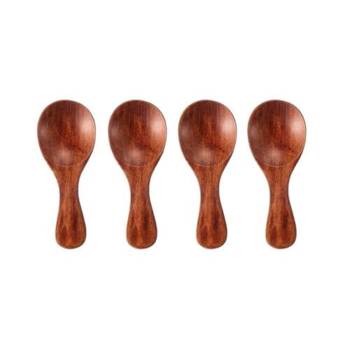 4Pcs Küche Gewürz Löffel Zucker Tee Kaffee Scoop Kurzen Griff Holz Scoop Kinder Löffel Holz Küche Gadgets(Brown Color) von IXYFFRQO