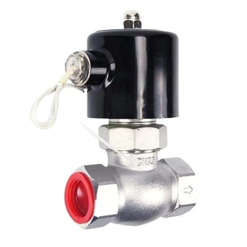 IXYFFRQO Hochtemperatur 180 °C 2-Wege-Heißwasser-Luft-Magnetventil 1-1/4 Zoll 1-1/2 US PTFE normal geschlossenes Edelstahl-Dampfventil(1-1/2",AC220V) von IXYFFRQO