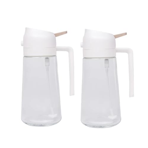 IXYFFRQO 2 stücke Küche Glas Öl Spender Flasche 2in1 Öl Flasche Und Kochen Sprayer 470ml Öl Flasche Kochen Gadget(White-2Pcs) von IXYFFRQO