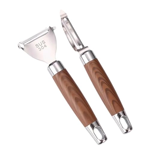 IXYFFRQO 304 Edelstahl Palisander Griff Gemüse Reibe Multifunktionale Kartoffel Schäler Obst Reibe Küche Peeling Gadget(Mix-2Pcs) von IXYFFRQO