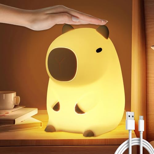 IXYHKB Nachtlicht Kinder Capybara, Silikon Nachtlicht Touch, Dimmbar Silikon USB Personalisierte Capybara Nachtlampe, Baby LED Nachttischlampe mit 20 Minuten Timer für Kinderzimmer Deko von IXYHKB