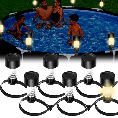 IXYHKB Solar Poolbeleuchtung, 6 Stück LED Teichbeleuchtung Solar Pool Licht für Außen Pool Garten Deko,Treppen,Zaun, Hof,Terrasse, Warmes-Licht von IXYHKB