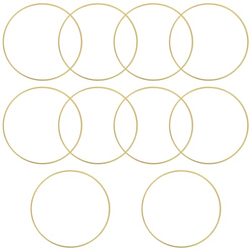 10 Stk Metallringe zum Basteln 16cm, Gold Metallringe Traumfänger Ringe, Metall Ringe Dekoringe zum Hängen, Drahtringe Bastelringe für Wickeltechnik Handwerk Floristik Hochzeitskranz Makramee Ringe von IYEREER
