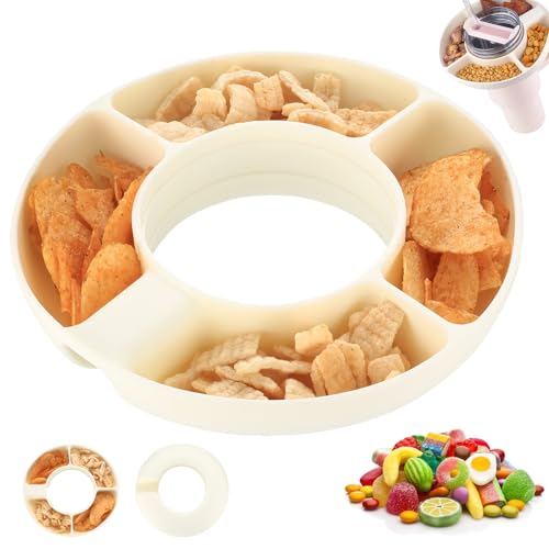 IYEREER Snackteller Snackschale für Stanley Cup 40oz, Wiederverwendbare Silikon 4-Fach Snack Tablett Zubehör für Stanley Quencher 40oz Tumbler von IYEREER